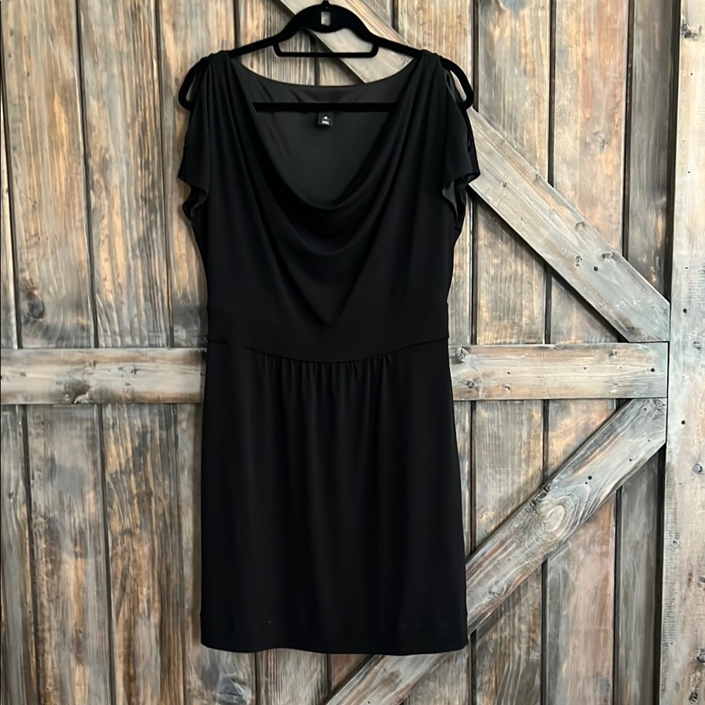 White House Black Market Black Cowl Neck Mini Dress